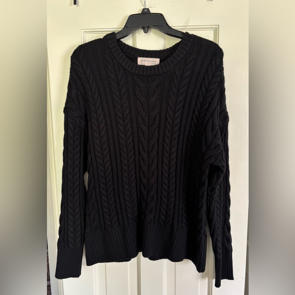 Philosophy Ribbed Cable Knit Sweater | Crew Neck | Long Sleeve